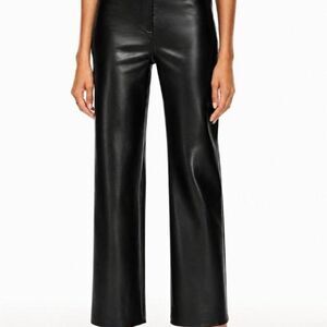 Aritzia Wilfred Black High-Waist Faux Leather Pants.